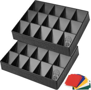 2 Pack Card Sorting Tray - Stackable Trading Cards Organizer, 15-Compartment Playing Organizing Tool - Sorter for Raw, Sleeved and Toploaders, Includes Label Dividers
