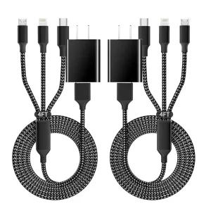 2 Pack Charger for Beats Pill 2024 by Dr Dre Powerbeats Pro 2 Studio Solo 4 3 2,Beats X Flex Studio Buds, Fit Pro Earbuds Charging Cable 3 in 1 with Type-C, Micro USB Port for Most Cell Phone, Tablets