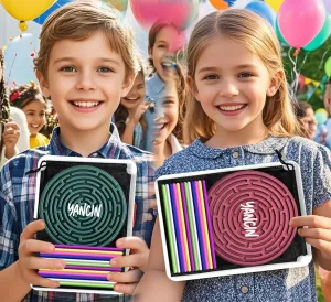2 Pack Sensory Activity Board - Double-Sided Silicone Fidget Toys for Stress Relief, Anxiety, ADHD and Calming Down Autism Sensory Products for Kids 3  & Adults. Travel Bag and 12 Strings