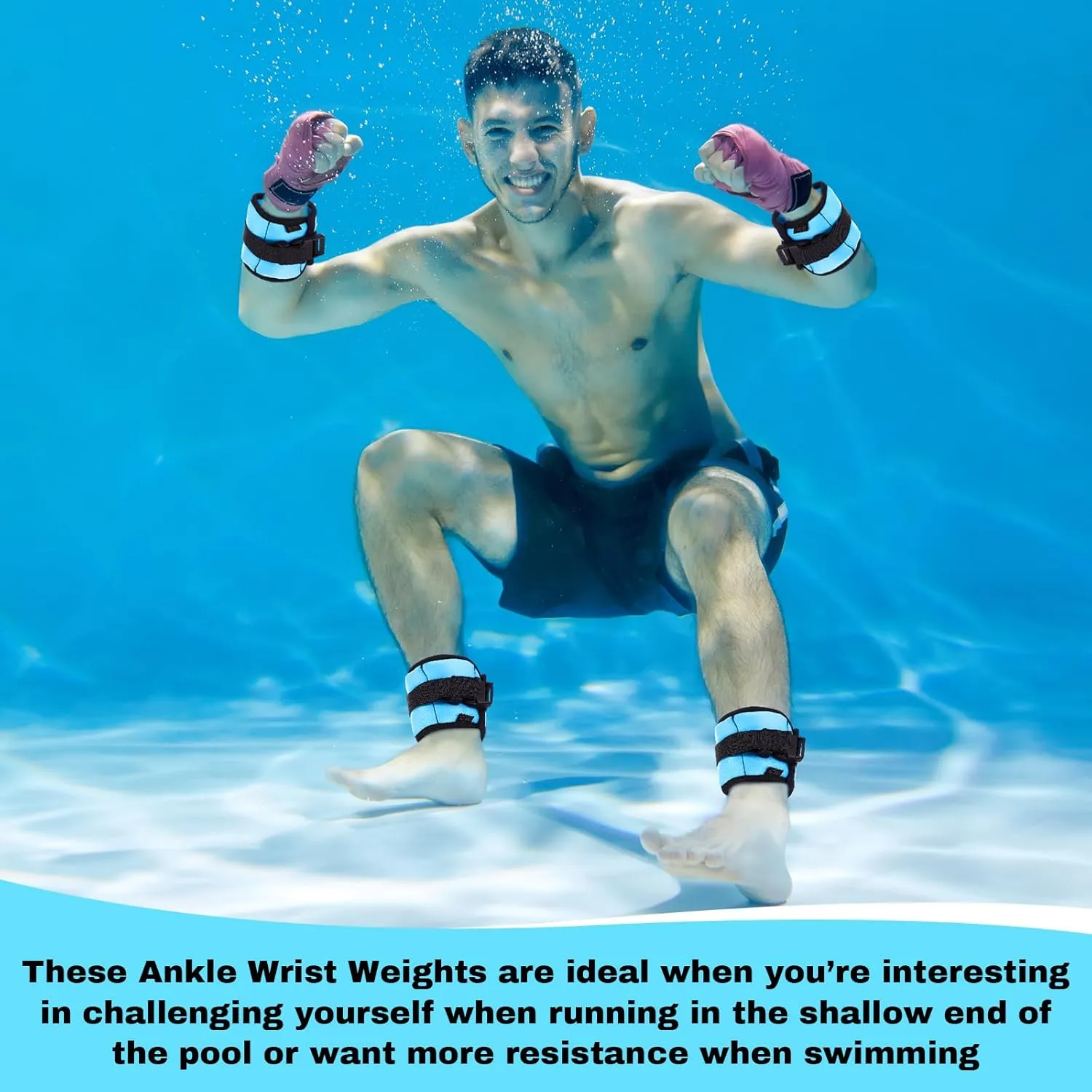 2 Pairs Ankle Wrist Weights for Dry Land or Aquatic Exercise Aqua Cuffs Aqua Aerobics Fitness Bands for Ankle and Wrist Adjustable Weights for Swimming Pool Workout Equipment