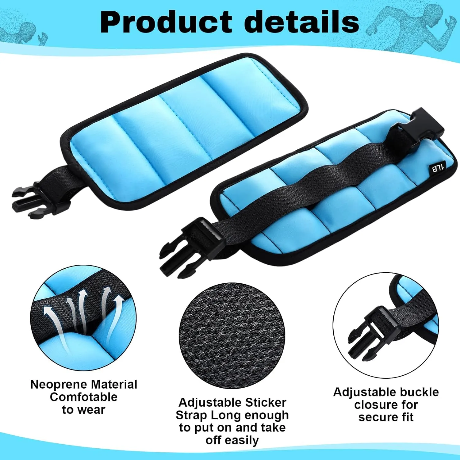 2 Pairs Ankle Wrist Weights for Dry Land or Aquatic Exercise Aqua Cuffs Aqua Aerobics Fitness Bands for Ankle and Wrist Adjustable Weights for Swimming Pool Workout Equipment