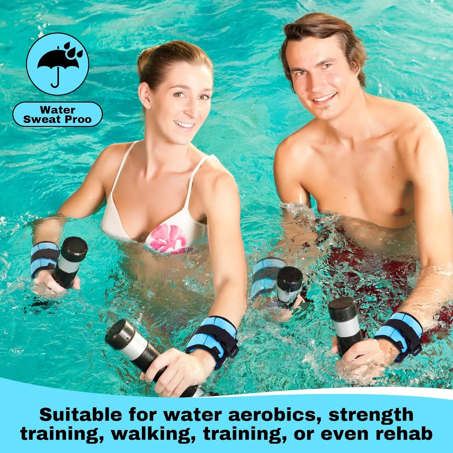 2 Pairs Ankle Wrist Weights for Dry Land or Aquatic Exercise Aqua Cuffs Aqua Aerobics Fitness Bands for Ankle and Wrist Adjustable Weights for Swimming Pool Workout Equipment