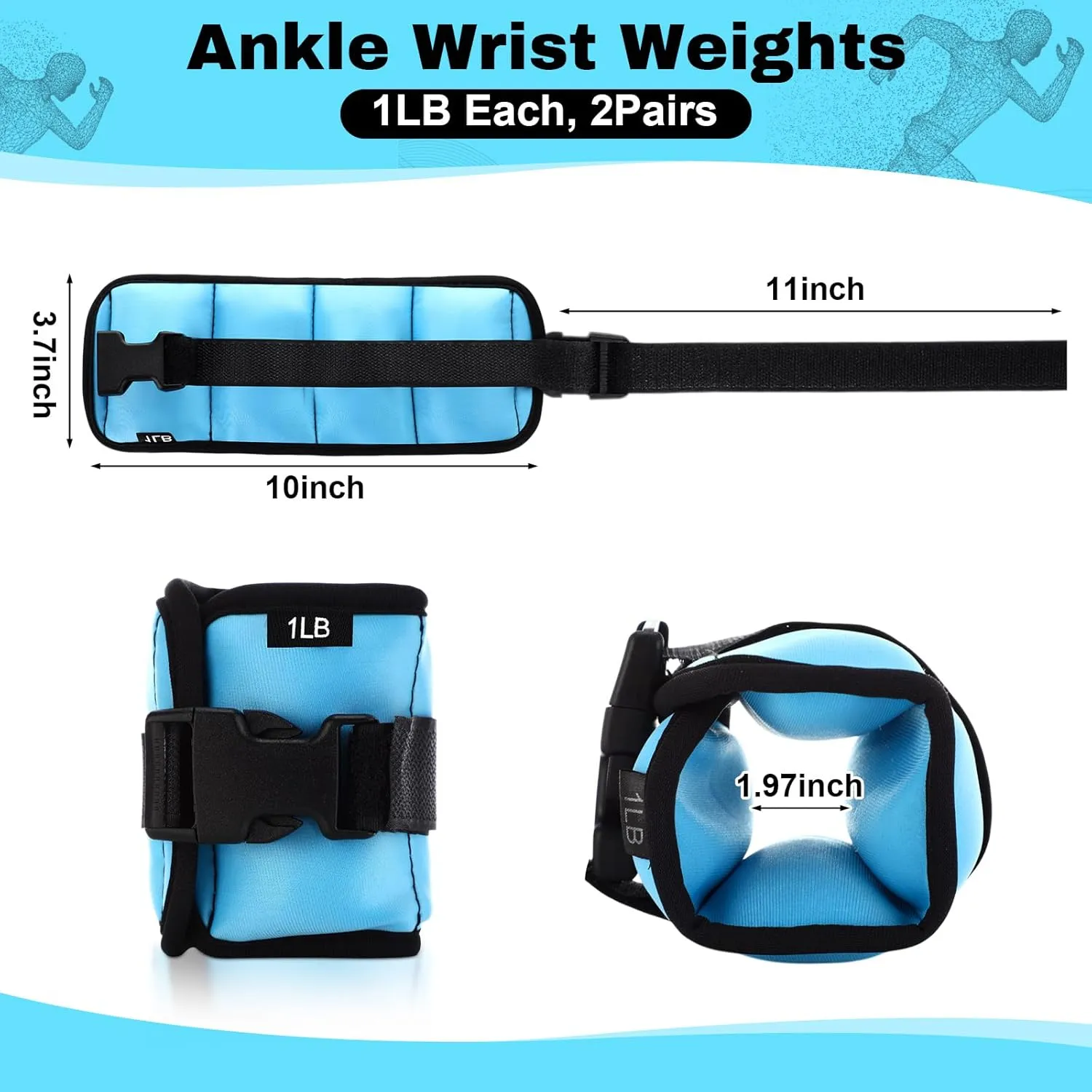 2 Pairs Ankle Wrist Weights for Dry Land or Aquatic Exercise Aqua Cuffs Aqua Aerobics Fitness Bands for Ankle and Wrist Adjustable Weights for Swimming Pool Workout Equipment