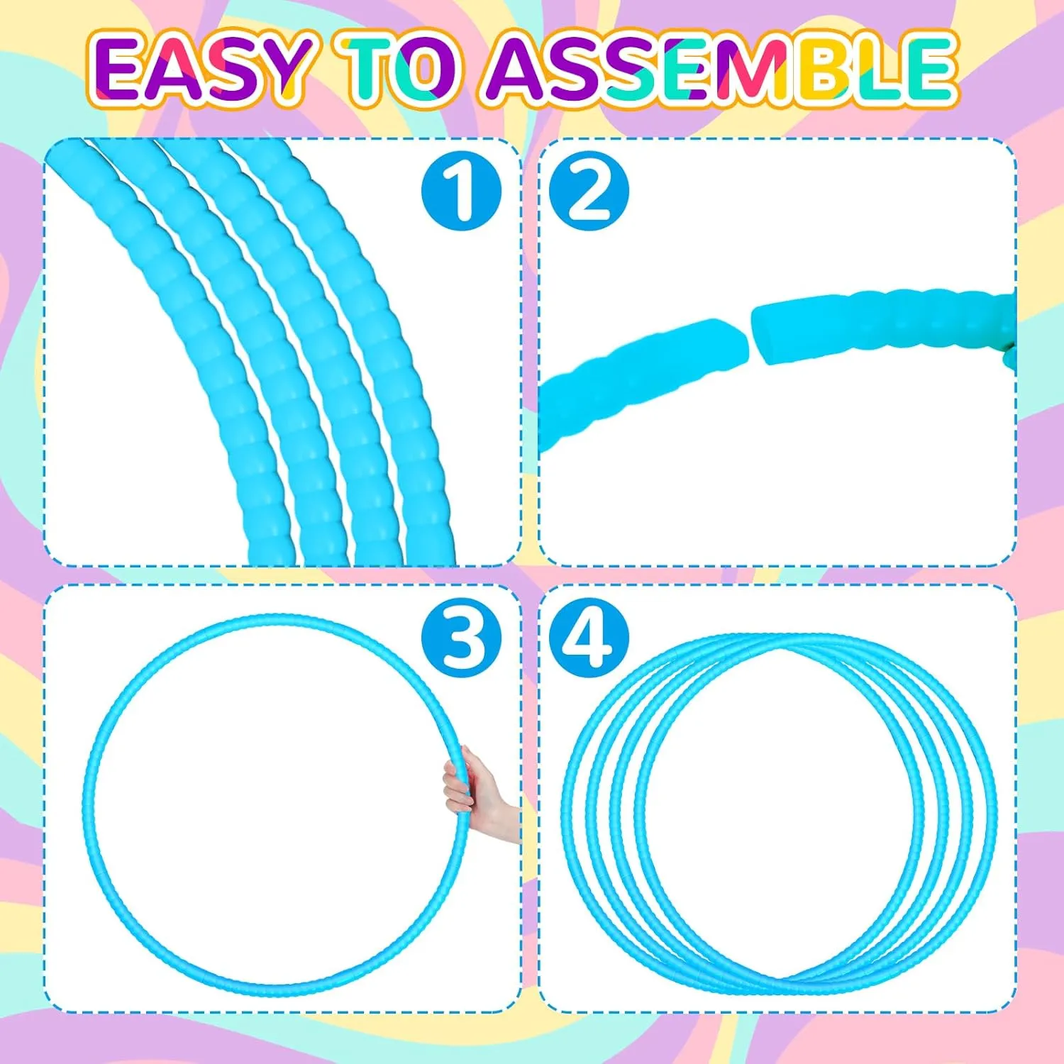 2 Pcs Toy Hoop Exercise Hoop Detachable Adjustable Plastic Toy Ring Playground Equipment for School Colored Circles Exercise Ring for Teens Dog Agility Equipment(Blue,26 Inch)