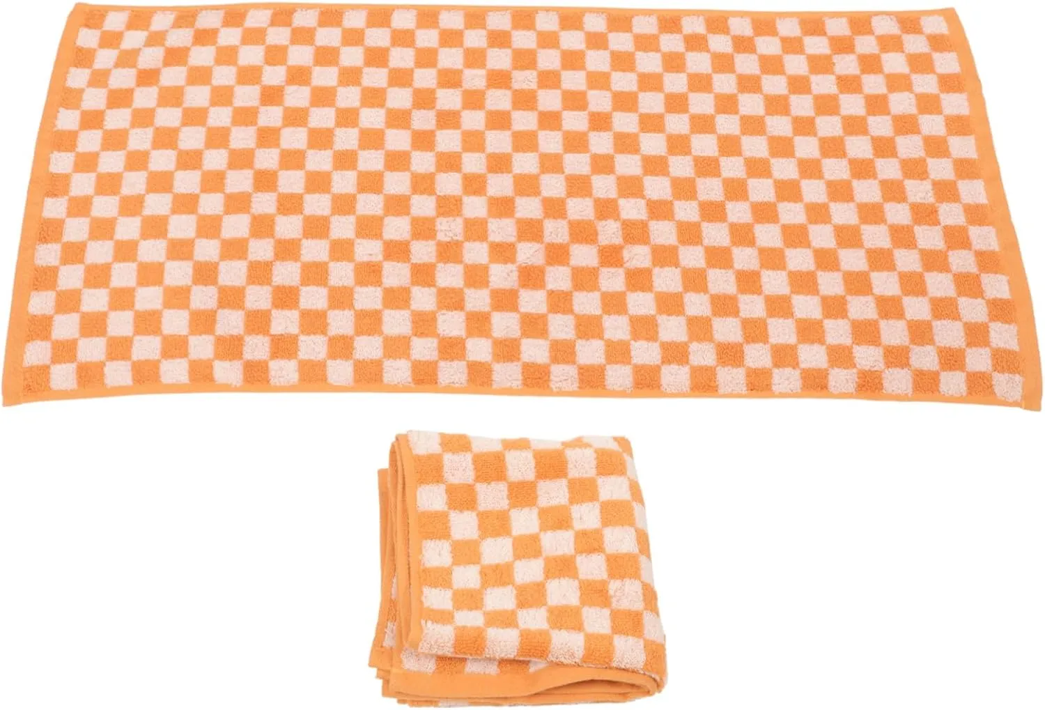 2-Piece Soft Checkered Face Wipes Absorbent Cotton Towels for Spa/Hotel/Home