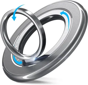 2025 [Sability Max] Magnetic Phone Grip [Rotate Ring & Ultra-Strong Dual-Sided Magnet] iPhone Ring Holder Compatible with MagSafe iPhone 16 Pro Max 15 14 13 12 Samsung S25 etc, Gym Accessories, Grey