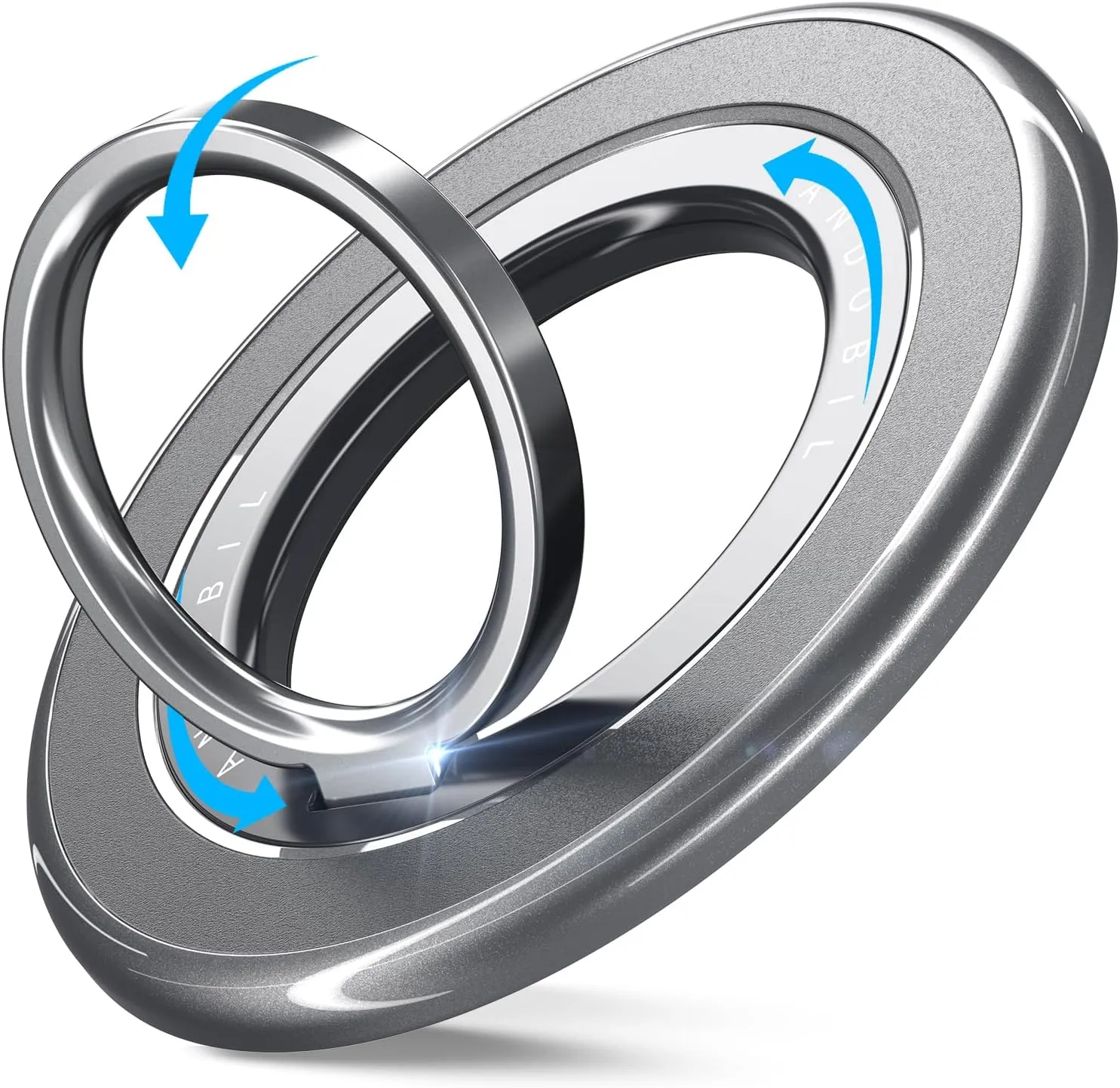 2025 [Sability Max] Magnetic Phone Grip [Rotate Ring & Ultra-Strong Dual-Sided Magnet] iPhone Ring Holder Compatible with MagSafe iPhone 16 Pro Max 15 14 13 12 Samsung S25 etc, Gym Accessories, Grey