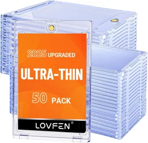 [2025 Upgraded] LOVFEN 50ct Magnetic Card Holders, Super Thin Premium 35pt One Card Holder Touch Card Protectors Hard Plastic Mag Case for Sports, Baseball, and Collectible Trading Cards