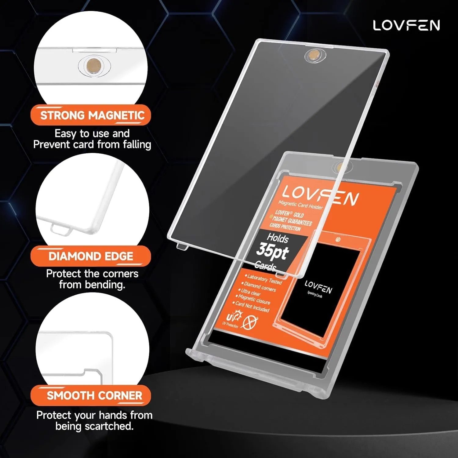 [2025 Upgraded] LOVFEN 50ct Magnetic Card Holders, Super Thin Premium 35pt One Card Holder Touch Card Protectors Hard Plastic Mag Case for Sports, Baseball, and Collectible Trading Cards