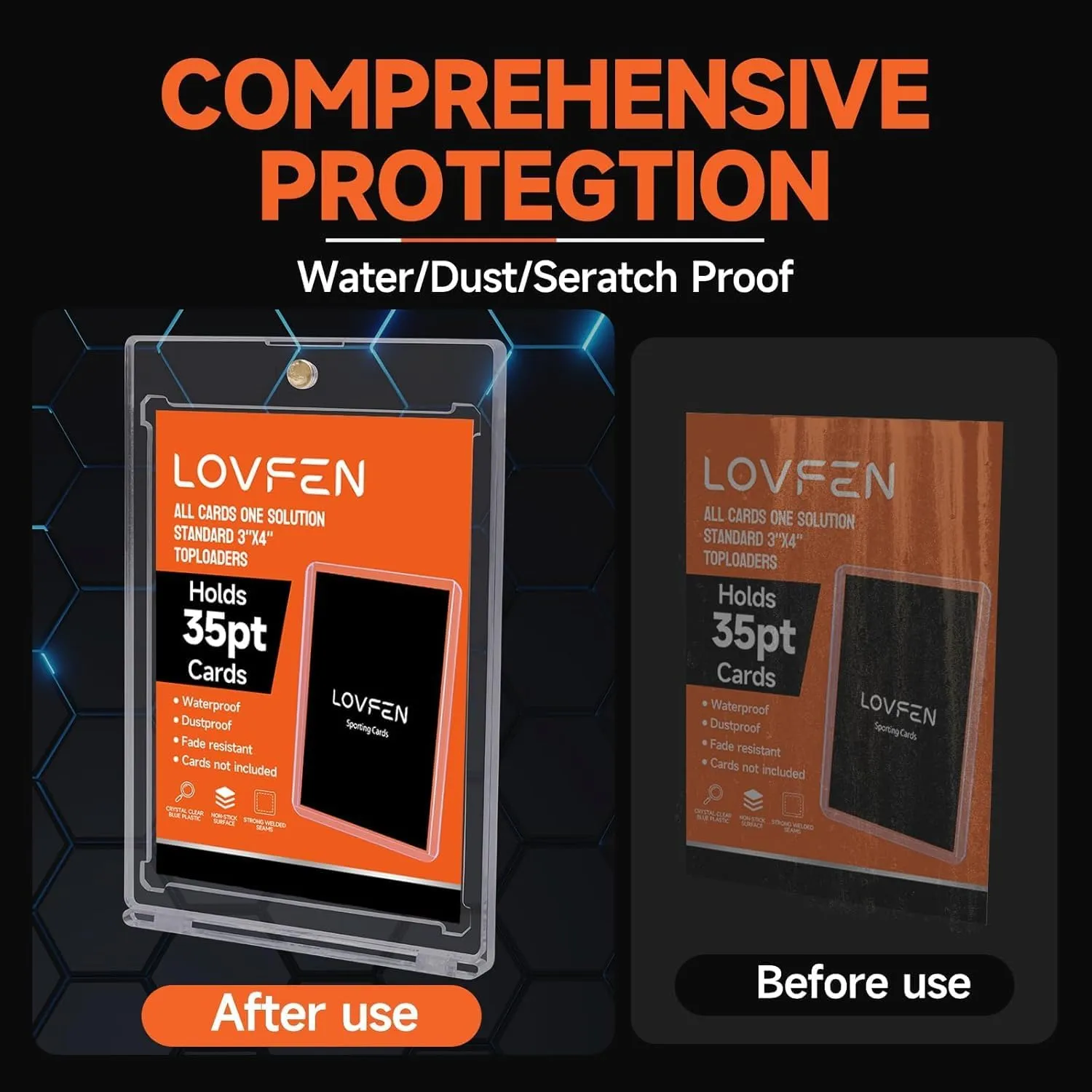 [2025 Upgraded] LOVFEN 50ct Magnetic Card Holders, Super Thin Premium 35pt One Card Holder Touch Card Protectors Hard Plastic Mag Case for Sports, Baseball, and Collectible Trading Cards