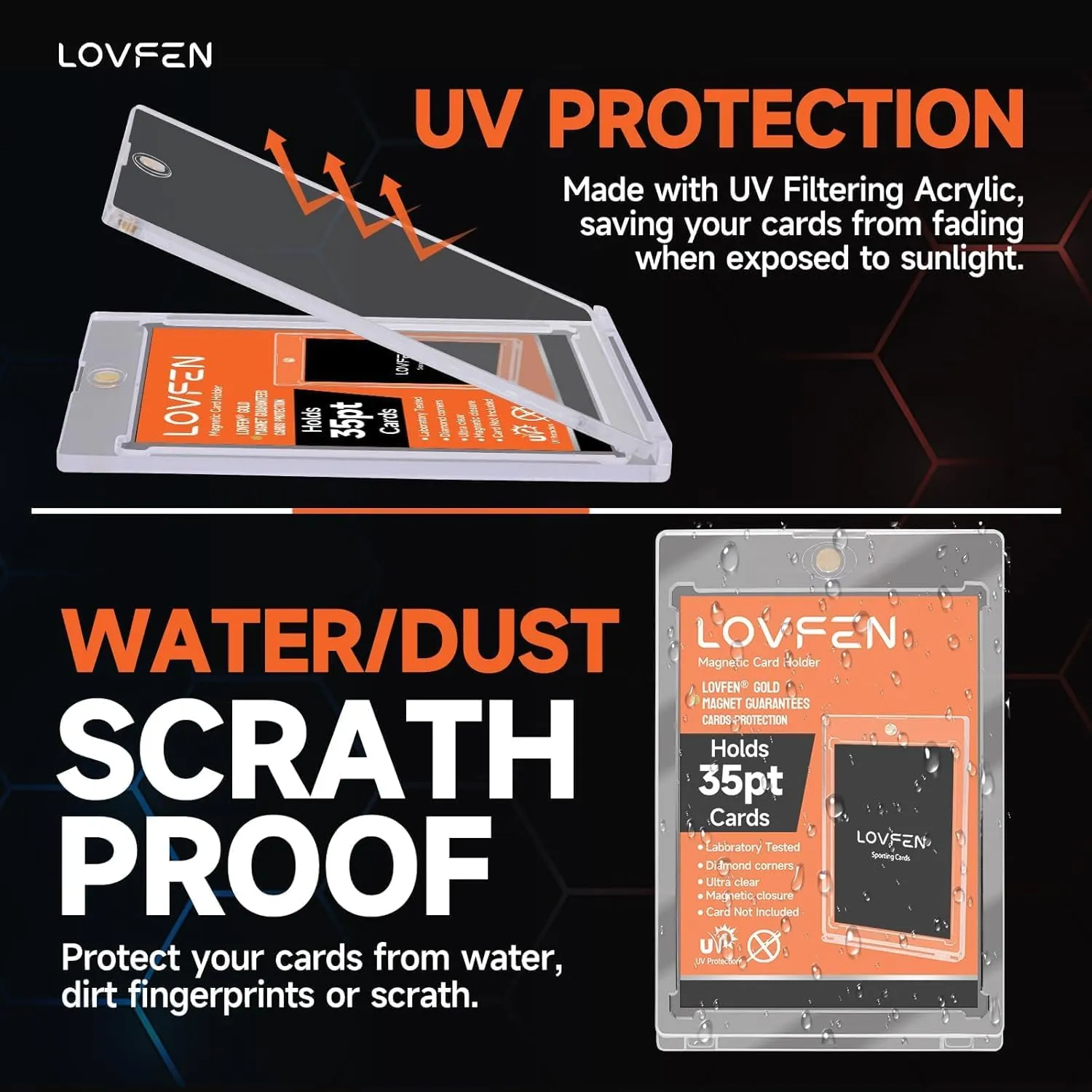 [2025 Upgraded] LOVFEN 50ct Magnetic Card Holders, Super Thin Premium 35pt One Card Holder Touch Card Protectors Hard Plastic Mag Case for Sports, Baseball, and Collectible Trading Cards