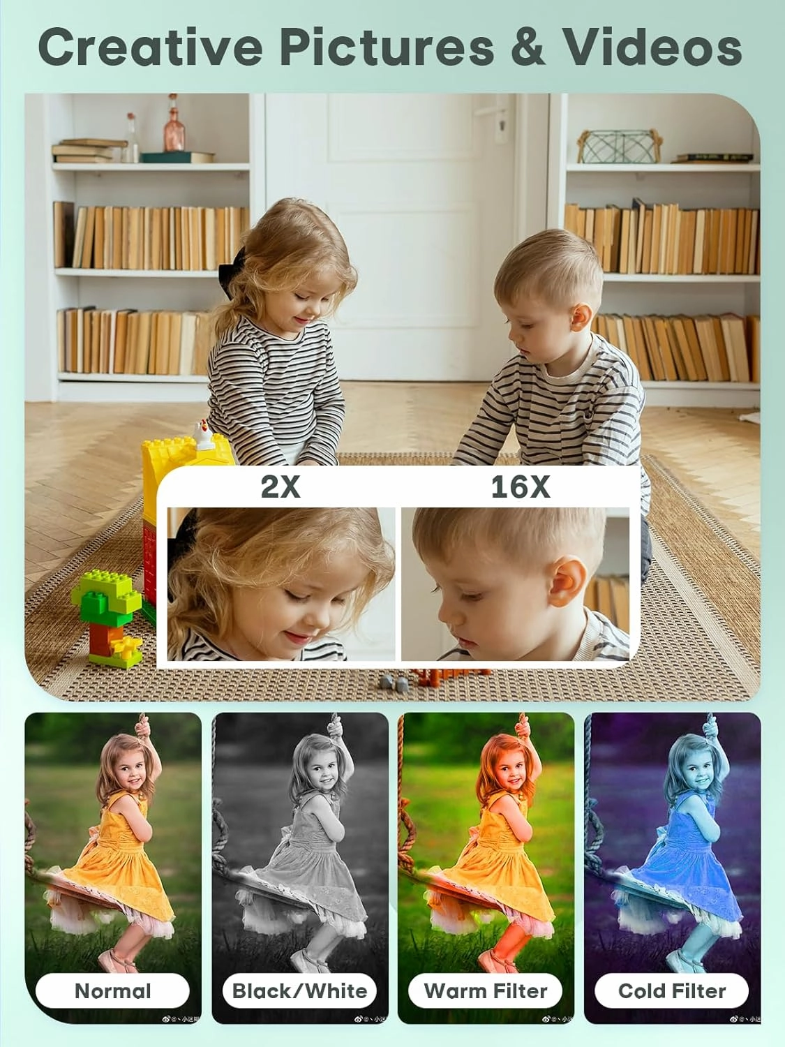 2025 Digital Camera, Kids Camera1080P, Vlog Camera with 64GB Card,16X Zoom Anti Shake, Card Reader, 44MP Compact Portable Small Point Shoot Camera Green Gift for Kid Student Children Teen Girl Boy