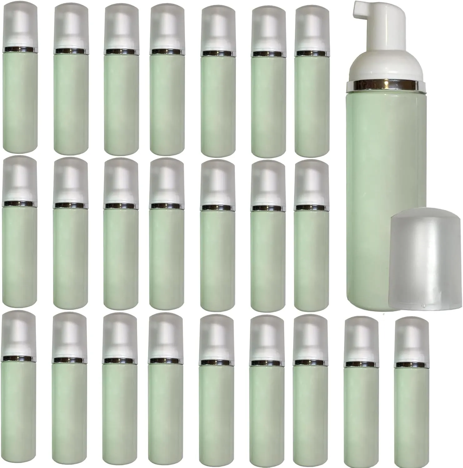 24 Pcs Foam Pump Bottle Dispenser Refillable 3.0 oz/90ml for Hand Soap Shampoo Lash Cleanser Packaging Liquid Cleaning Meets TSA Travel Size (24), Green, EP2884
