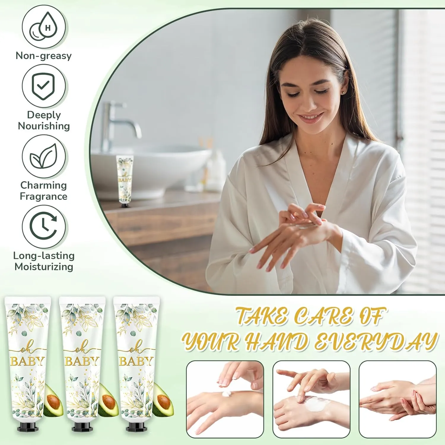 24 Sets Baby Shower Hand Cream Bulk Sage Greenery Shower Favors Bridal Thank You Appreciation Hand Cream for Guests Travel Size Lotion with Organza Bags