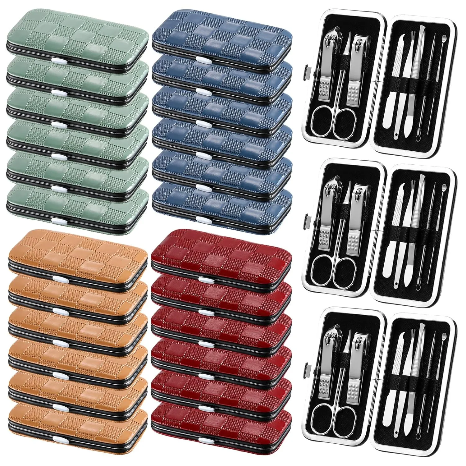 24 Sets Manicure Bulk Fathers Day Gifts Professional Nail Care Dad Gifts, Nail Clippers Kit 8 in 1 Stainless Steel Pedicure Set with Travel Case Portable Grooming Kits for Women Men(Classic)