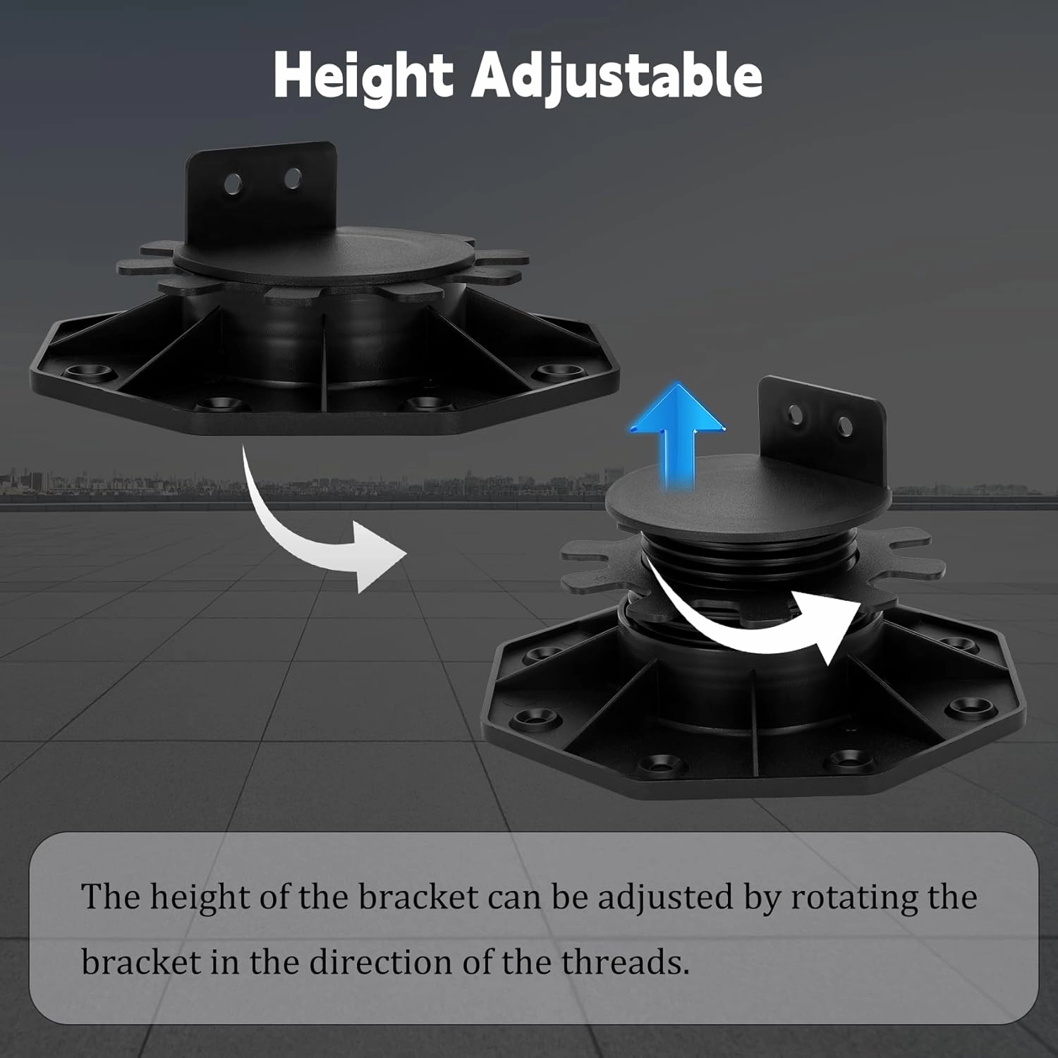 24 Pack Deck Support Pedestal, Deck Support Plastic Adjustable Pedestal Adjustable Height from 1-3/16“ to 2-3/8”, Adjustable Deck Support for WPC Floating Deck Platforms (Unilateral Keel Slot)