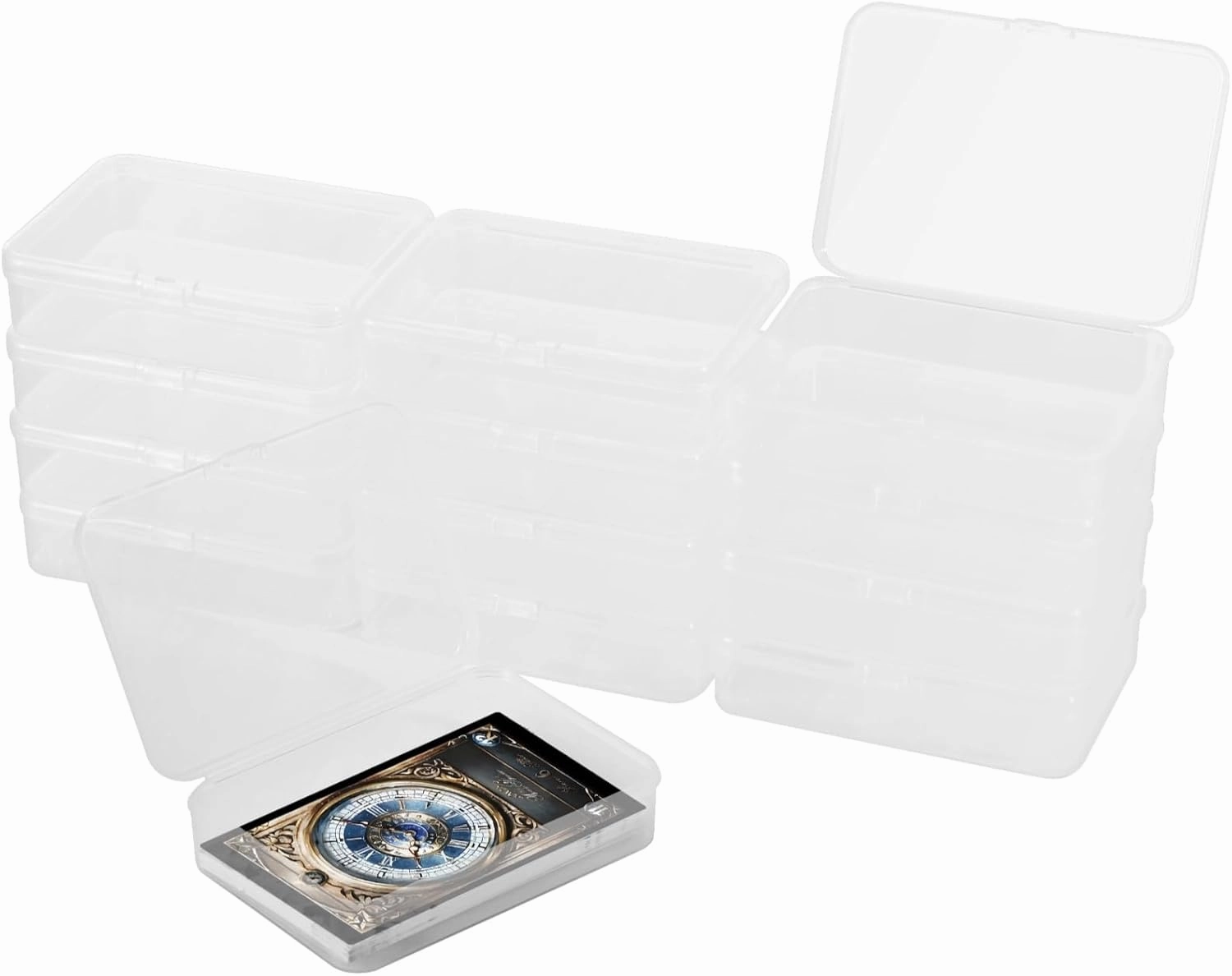 24 PCS Clear Plastic Playing Card Boxes, Snap Closed Card Deck Case, Empty Clear Poker Holder, Gaming Cards Storage Organizer, Trading Card Box, Transparent Plastic Box for Bank Business Cards