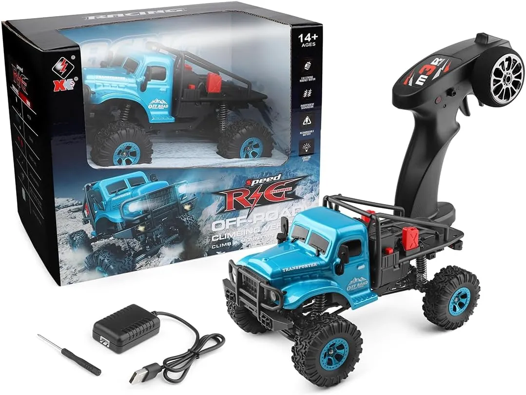 2.4GHz Remote Control Car, 3KM/H High Speed 4WD Electric Off-Road Climbing Crawler Vehicle, 1:18 Off-Road Monster Truck with LED Lights - Ideal Gift for Adult