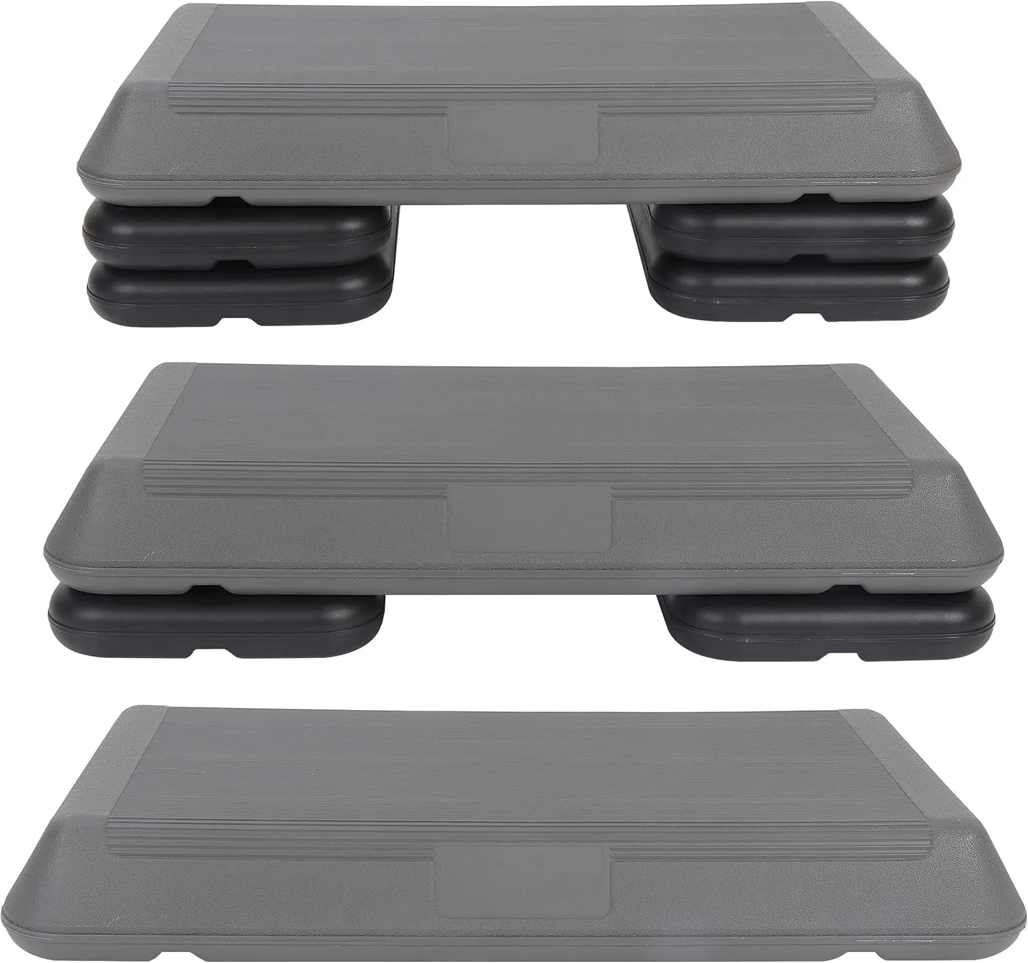 28.5'' Exercise Step Platform Aerobic Stepper Workout Step Up Box for Home Gym, Circuit Size Steppers Bench, 4 Stackable Risers, 3 Levels 4"-6"-8" Height Adjustable Fitness Stair