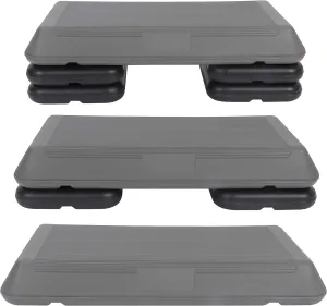 28.5'' Exercise Step Platform Aerobic Stepper Workout Step Up Box for Home Gym, Circuit Size Steppers Bench, 4 Stackable Risers, 3 Levels 4"-6"-8" Height Adjustable Fitness Stair