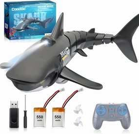 2.4G Remote Control Shark Toy 1:18 Scale High Simulation Shark for Swimming Pool Bathroom - Great Gift RC Boat Toys for 6  Year Old Boys and Girls (with 2 Batteries)