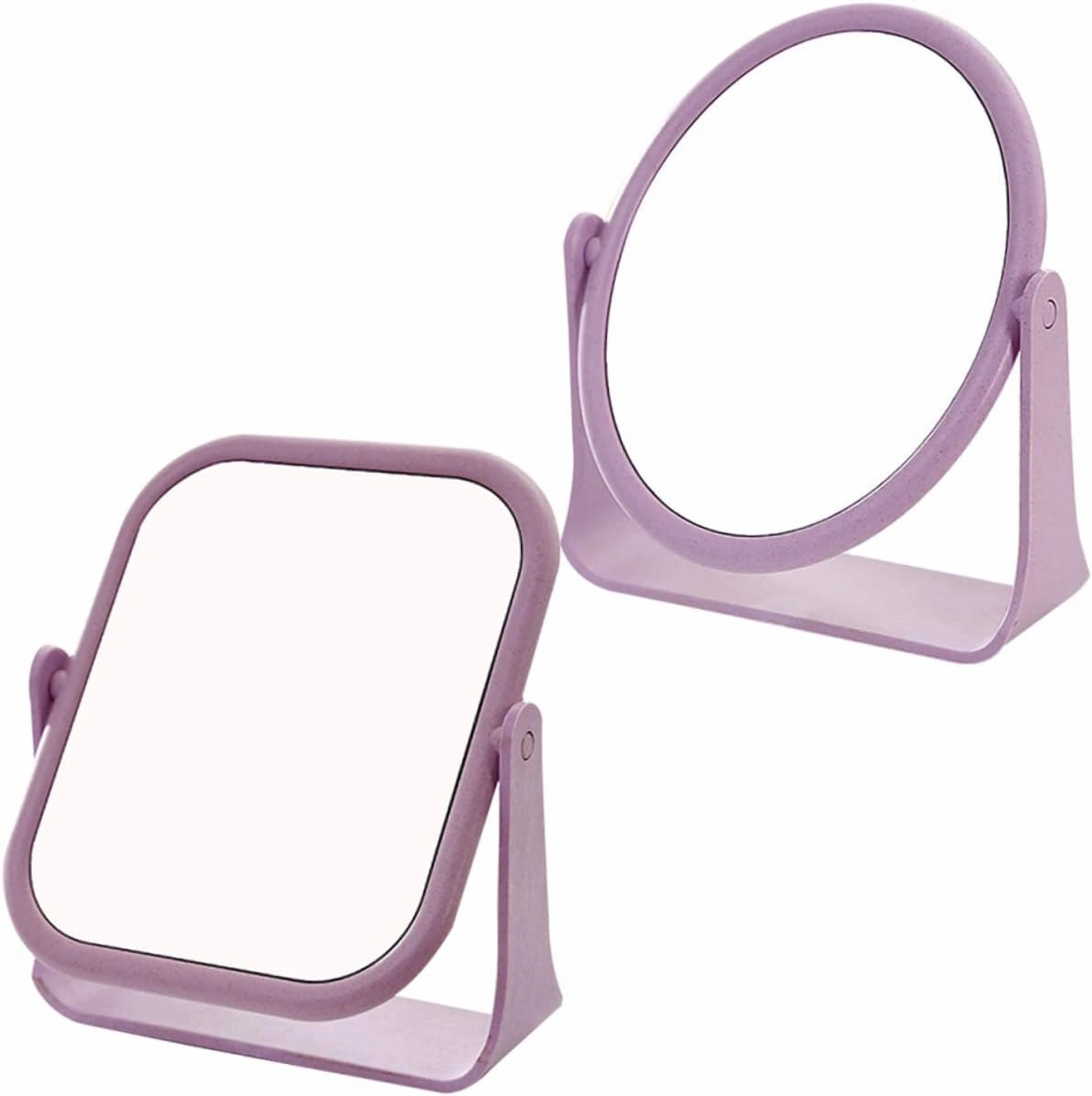 2pcs Double-Sided Rotating Makeup Mirrors Oval Square Stylish Desktop Cosmetic Mirror Set