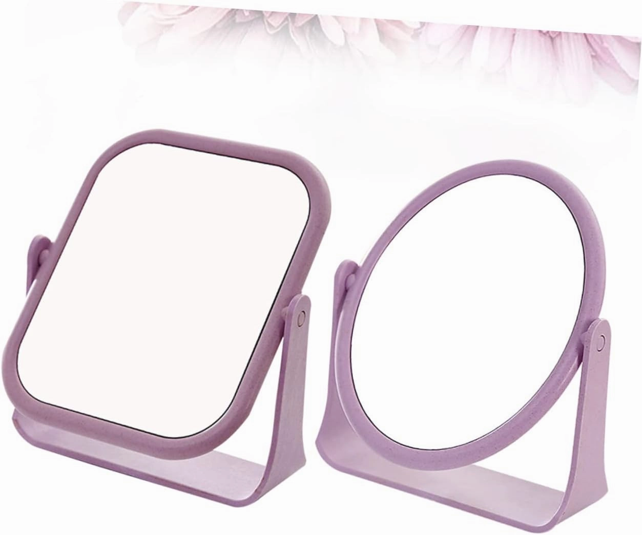 2pcs Double-Sided Rotating Makeup Mirrors Oval Square Stylish Desktop Cosmetic Mirror Set