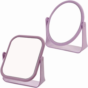 2pcs Double-Sided Rotating Makeup Mirrors Oval Square Stylish Desktop Cosmetic Mirror Set