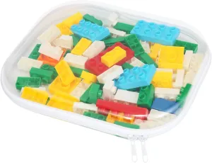 2pieces,Zippered Hard Pouch, Clear Hard Shell Zipper Case, Clear Plastic Storage Box Containers Small Toiletry Bag for Small Items, Toys, Building Blocks, Puzzles, Cosmetics & Stationery (Medium)