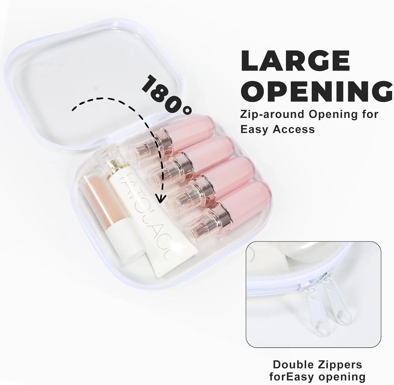 2pieces,Zippered Hard Pouch, Clear Hard Shell Zipper Case, Clear Plastic Storage Box Containers Small Toiletry Bag for Small Items, Toys, Building Blocks, Puzzles, Cosmetics & Stationery (Medium)
