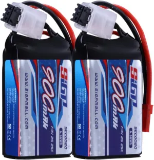 2S Lipo Battery 7.4V 900mAh 25C Soft Pack with JST Plug for RC Airplane Quadcopter Helicopter Drone FPV Racing Hobby 2 Packs