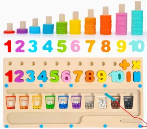 3 in 1 Montessori Toys Counting Number Puzzle, Magnetic Color & Number Maze, Color Matching Learning Counting Game for Boys Girls 3 4 5 Years Old, Preschool Math Learning Toys for Toddlers