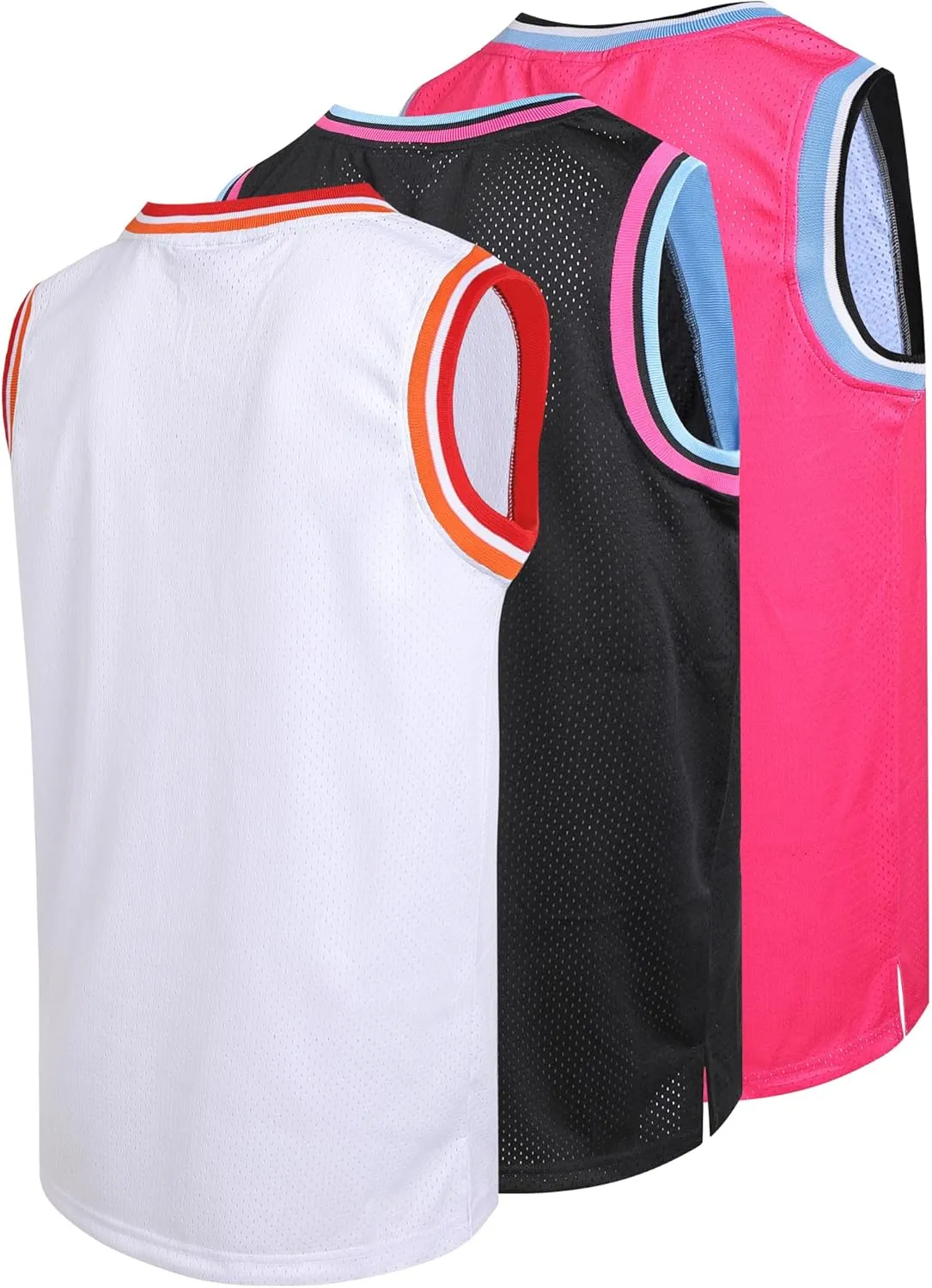 3 Pack Men's Blank Basketball Jerseys Mesh Performance Athletic Team Sports Uniforms Bulk Shirts