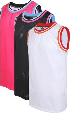 3 Pack Men's Blank Basketball Jerseys Mesh Performance Athletic Team Sports Uniforms Bulk Shirts