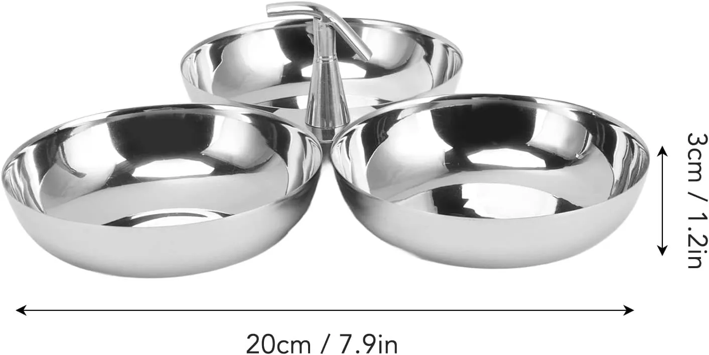 304 Stainless Steel Serving Plate, 3 IN 1 Fruit Bowl Snack Plate, Reusable Dessert Plates, Fruit Plate for Fridge, Simple Snack Tray, Portable Serving Tray for Home Kitchen Party(Mg/dL)