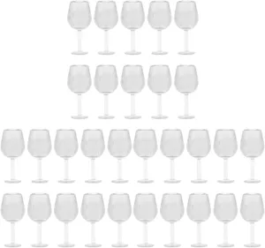 30pcs Miniature Dollhouse Wine Bottles Goblet Cups Cocktails Glasses Mini Red Wine Drink Bottles Cake Decors Micro Landscape Ornament for DIY Baby Kids