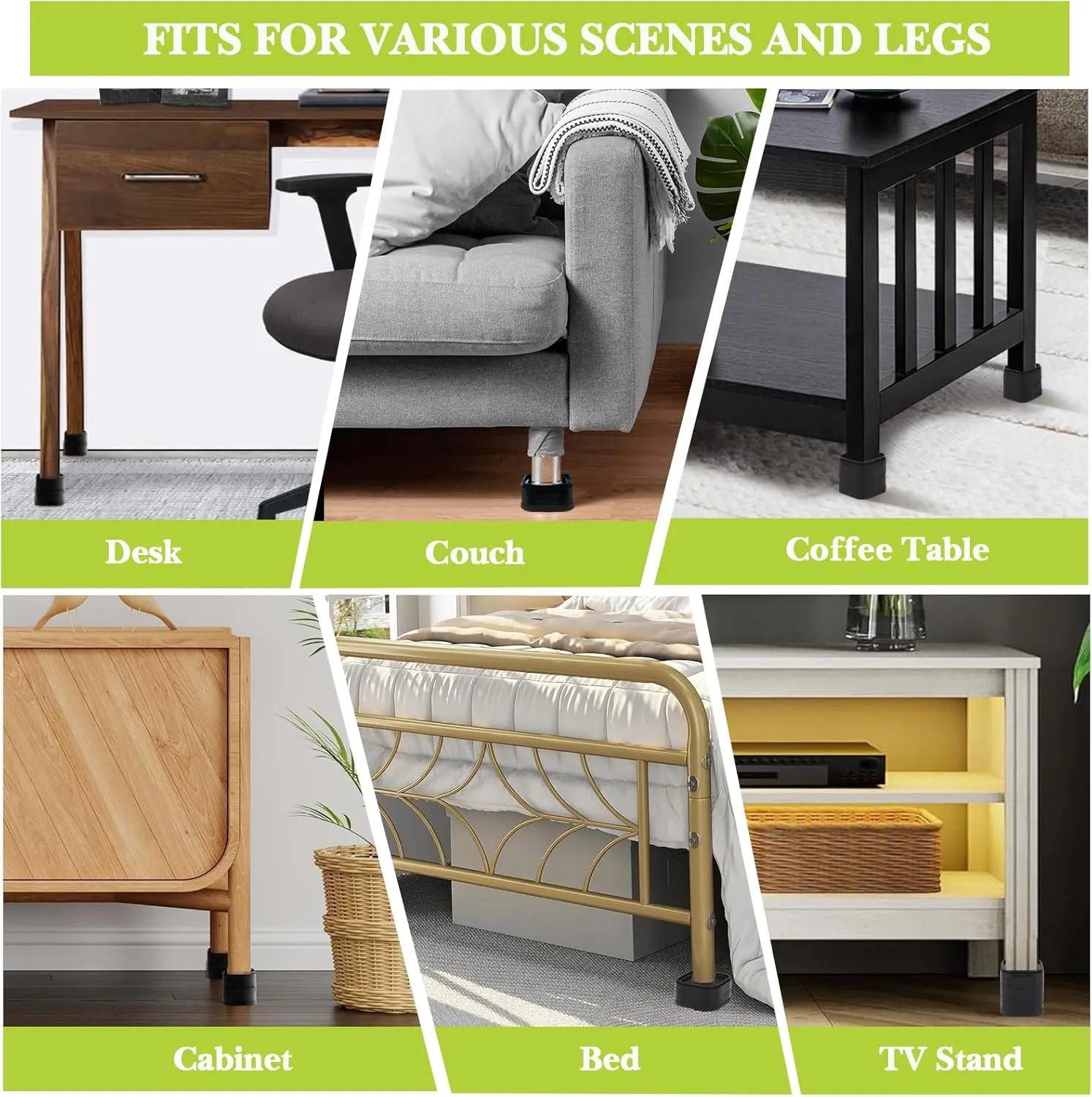 32 Pack Furniture Risers 1,2 or 3 Inch, Adjustable Bed Risers Heavy Duty For Table Desk Couch Chair Sofa Cabinet Bed Legs Dorm, Square Stackable Bed Raisers Blocks Lift Height 1", 2" or 3", Black