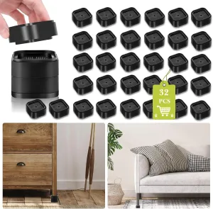 32 Pack Furniture Risers 1,2 or 3 Inch, Adjustable Bed Risers Heavy Duty For Table Desk Couch Chair Sofa Cabinet Bed Legs Dorm, Square Stackable Bed Raisers Blocks Lift Height 1", 2" or 3", Black