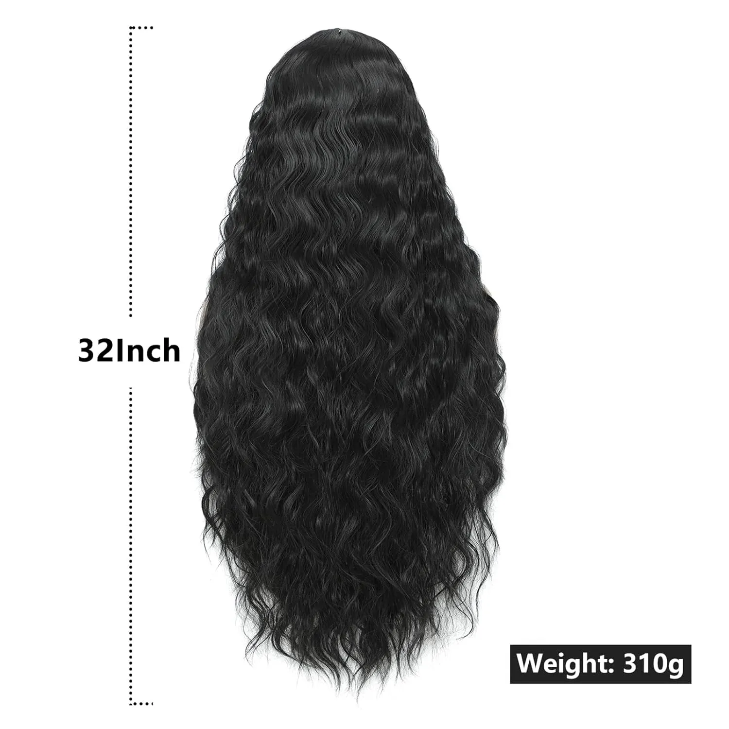 32" Long Curly Synthetic Wigs for Black Women Fake Scalp Wig Deep Wave Lace Front Wig Middle Part Natural Looking, Color 1B#