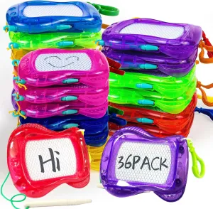 36 Pack Mini Magnetic Drawing Board (6 Colors), Kids Party Favors Backpack Keychain Doodle Drawing Boards, Erasable Sketch Board Writing Pad for Boys Girls Classroom Supplies Goodie Bag Fillers
