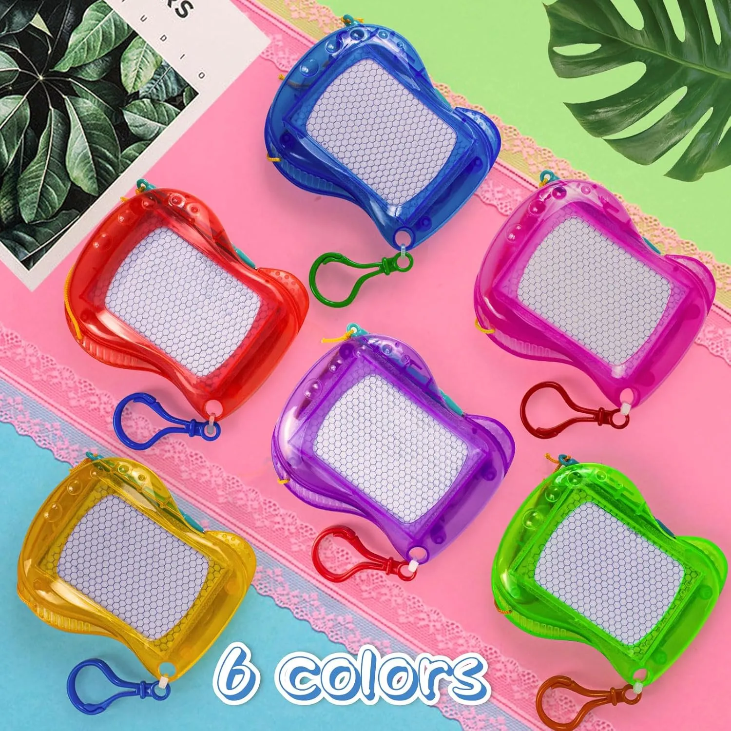 36 Pack Mini Magnetic Drawing Board (6 Colors), Kids Party Favors Backpack Keychain Doodle Drawing Boards, Erasable Sketch Board Writing Pad for Boys Girls Classroom Supplies Goodie Bag Fillers