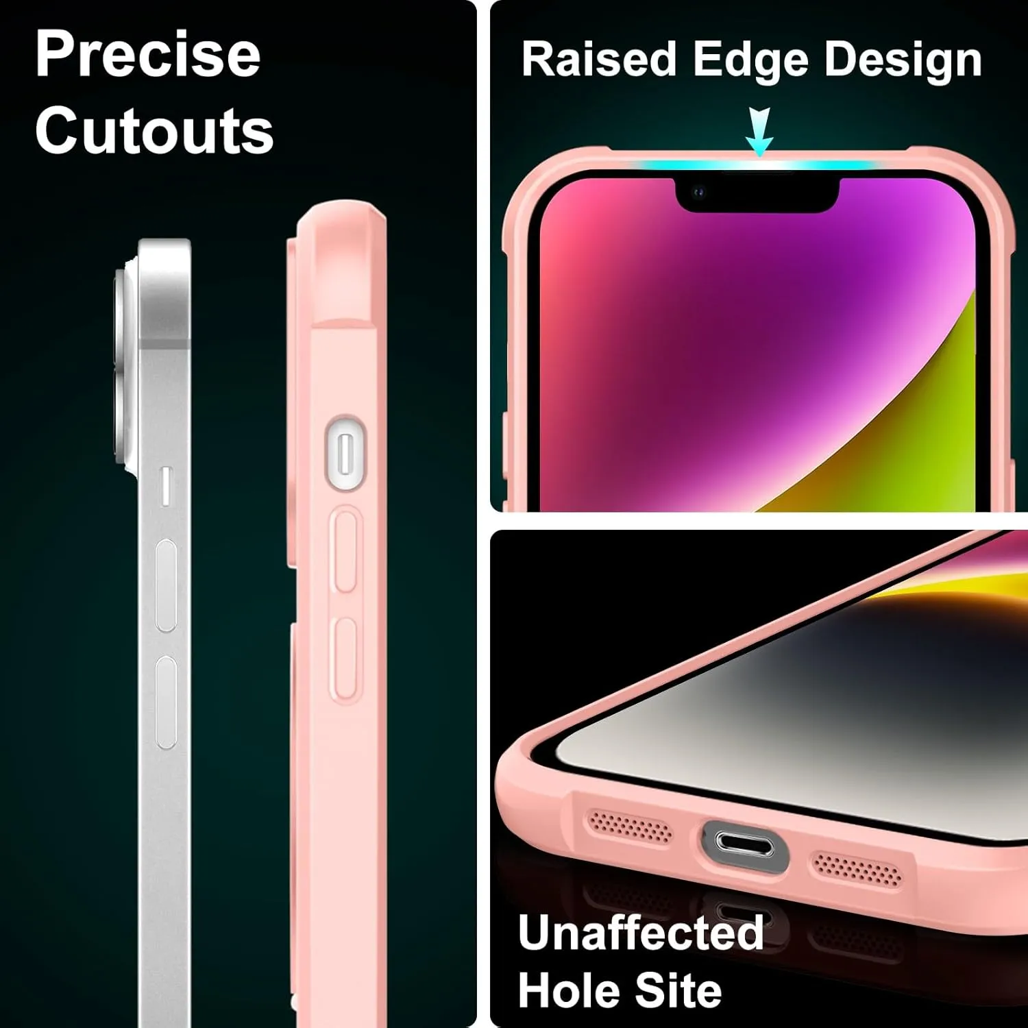 360° Magnetic Swivel Ring for iPhone 14 case, Built-in Metal Stand and Ring Holder, Magsafe Compatible, Military Grade Protection, Shock and Vibration Resistant - Pink