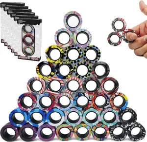 36Pcs Magnetic Rings Fidget Toys Spinner Set Easter Basket Stuffers,Finger Magnet Rings Endless Hours of Fun ADHD Stress Relief Fidget Spinner for Relieve Anxiety Birthday for Adults Teens Kids