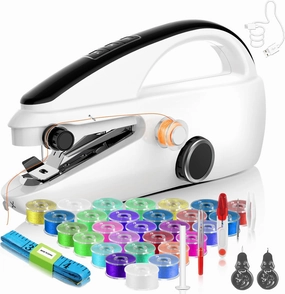 37PCS Accessories Rechargeable Handheld Sewing Machine for Beginners and Adults, 2 Modes Portable Sewing Machine Handheld Easy to Use and Fast Stitch Suitable for DIY, Clothes