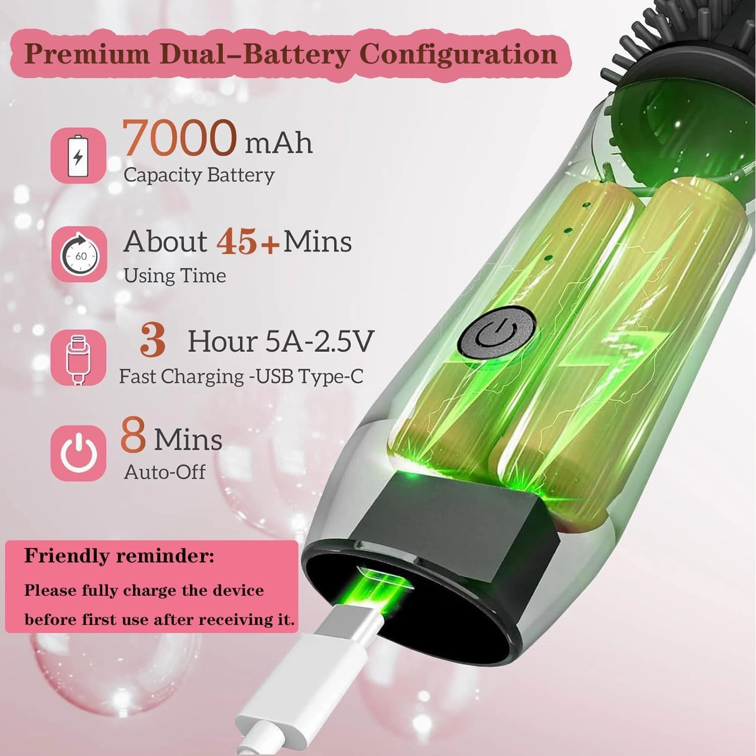 3-in-1 Cordless Curling Iron & Heated Round Curling Brush & Hair Straightener Brush, Portable Rechargeable Travel Hair Curler for Women