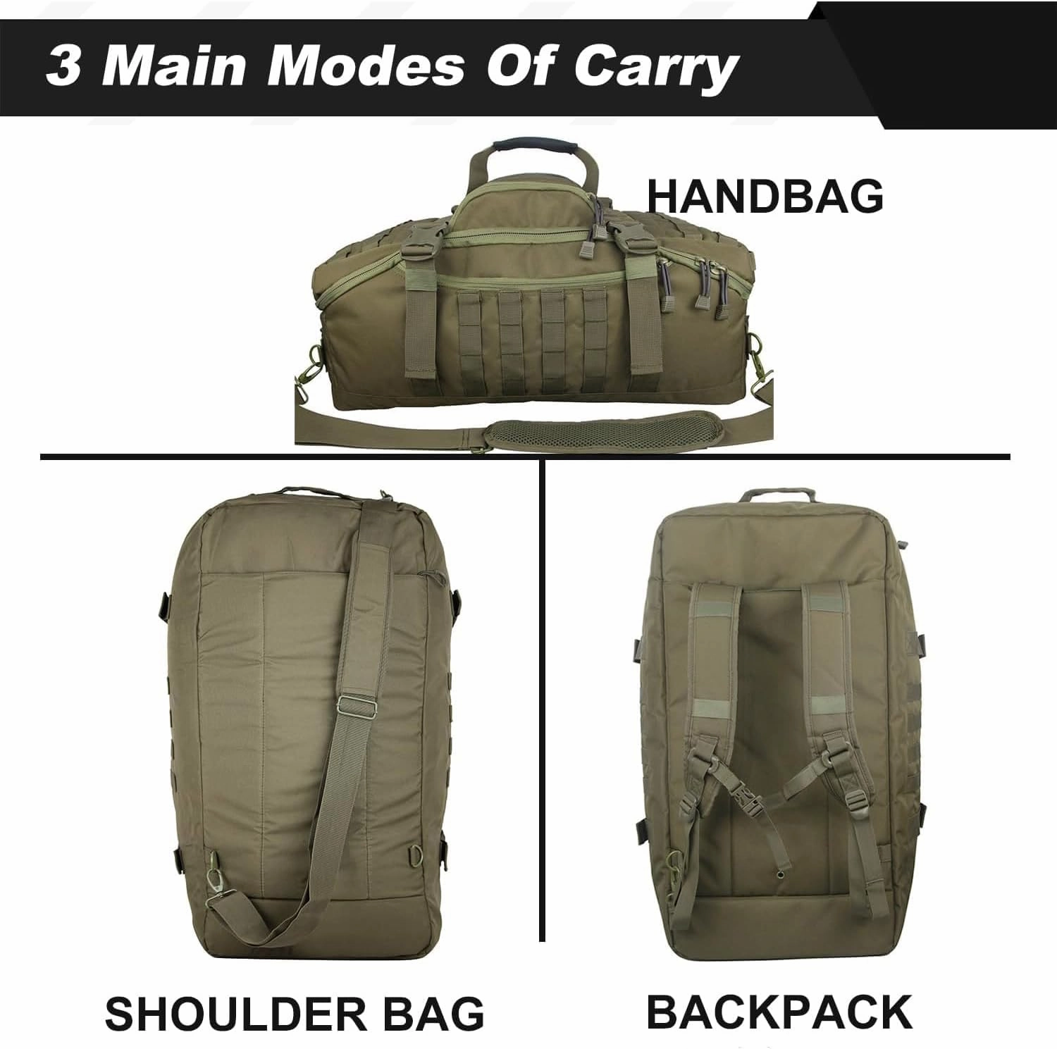 3 In 1 Tactical 85L Military Backpack Travel Duffle Bag for Weekender Gym Workout Deployment