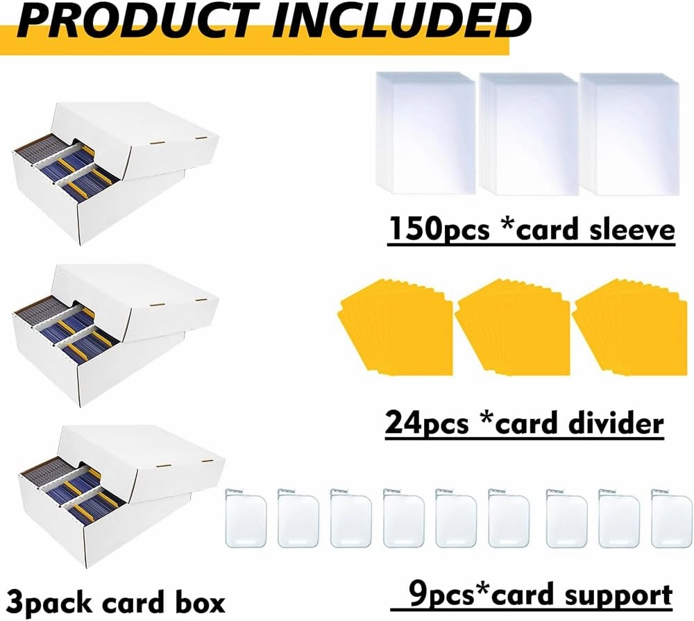 3 Row Trading Card Storage Box with 24 Divider,3 Pack Cardboard Storage Box for Sport card，Trading Card Collection Box fit for Mtg,Tcg,Soccer Basketball Cards