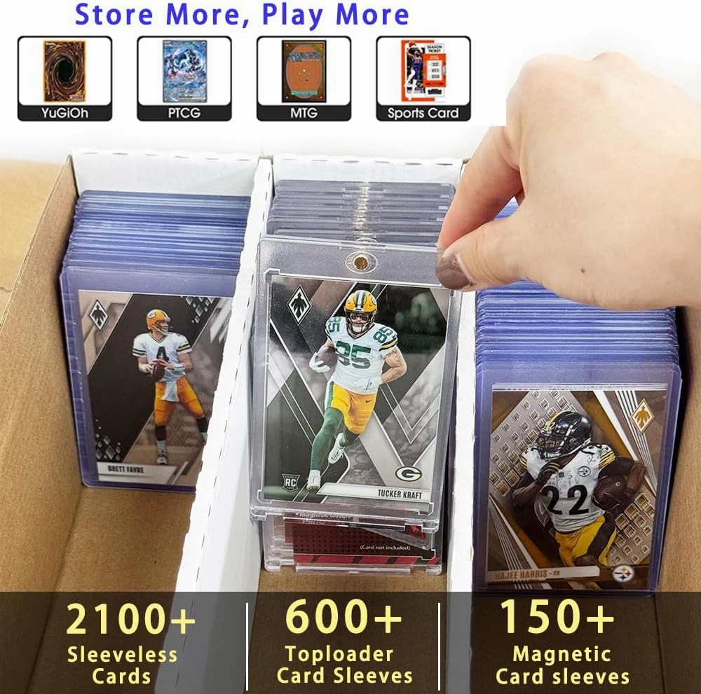 3 Row Trading Card Storage Box with 24 Divider,3 Pack Cardboard Storage Box for Sport card，Trading Card Collection Box fit for Mtg,Tcg,Soccer Basketball Cards