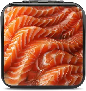 3D Funny Realistic Food Salmon Sushi Game Card Case Compatible with Switch Portable Memory Storage Holder with 12 Game Card Slots