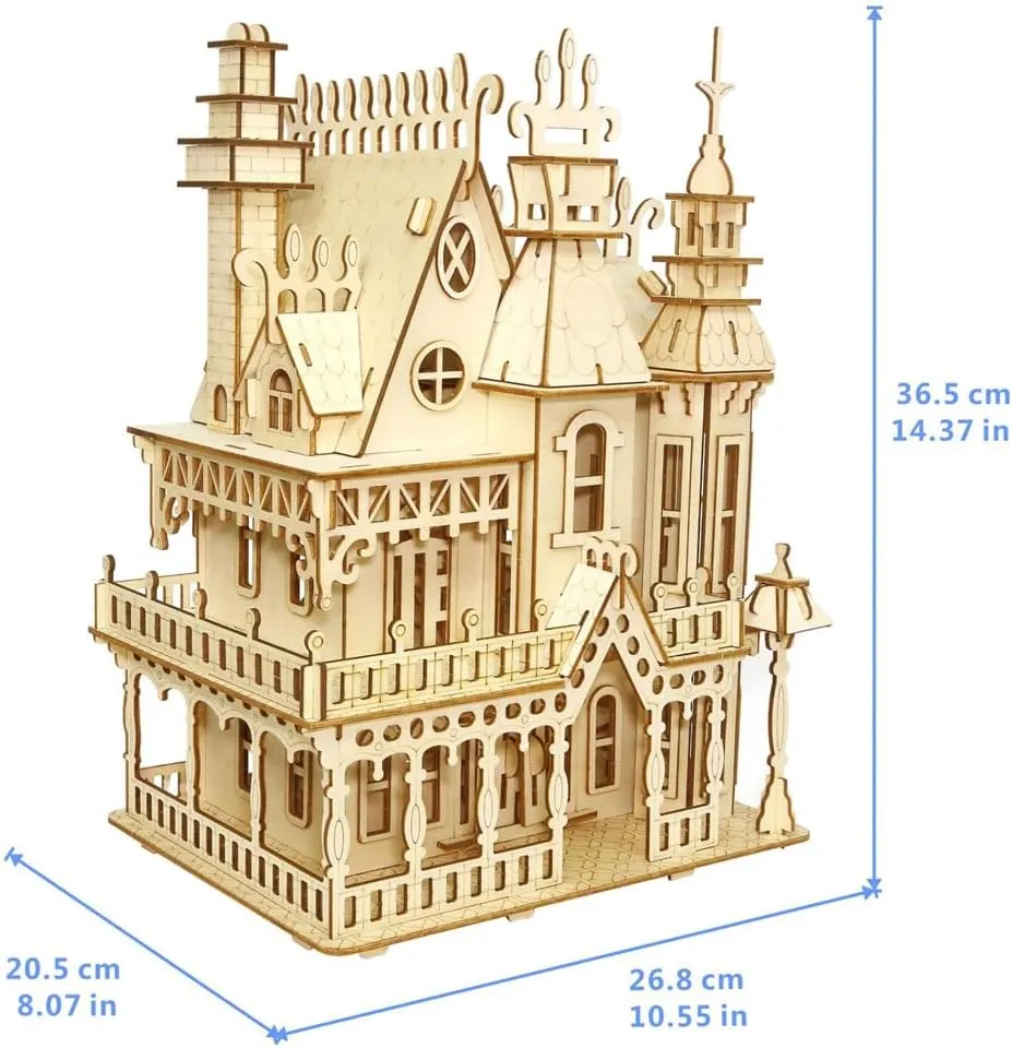 3D Puzzle House, Fantasy Villa Model Kit DIY Miniature Dolls House Kits Birthday Gift for Adults Teens (Fantasy Villa)